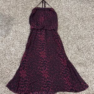 Dress the Population Burgundy and Black Leopard Maxi Dress